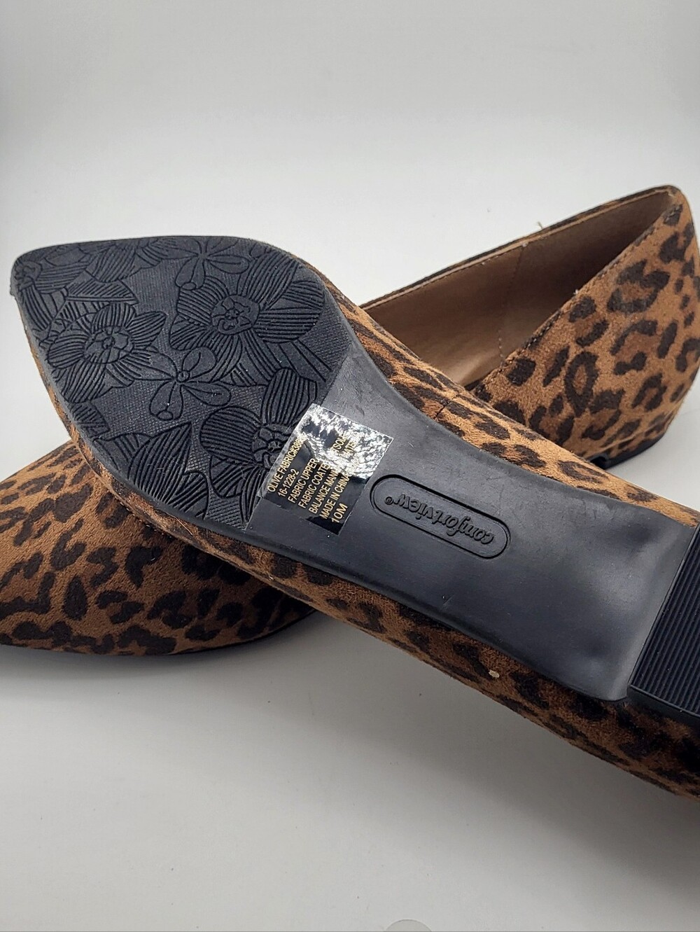 comfortview Women's Leopard Print Pointed Flats - Brown/Black 10 M NIB - Picture 5 of 8